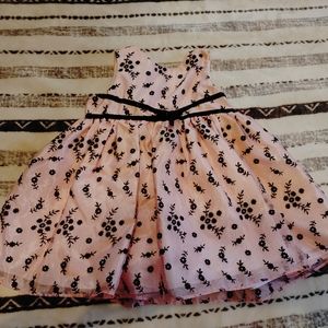 Girls fancy pink and black floral dress, size 3/6 mth